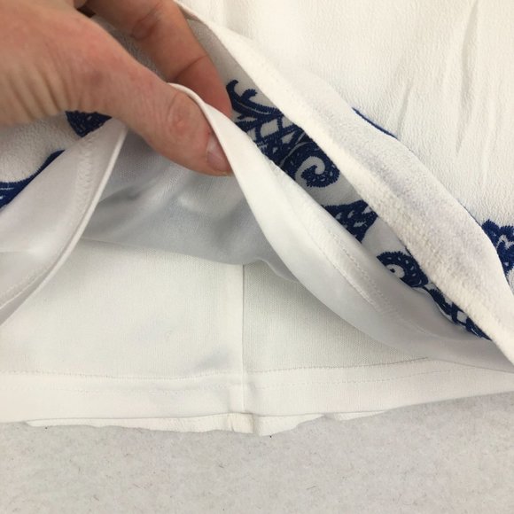 Lulus Women's Size X-Small Tale To Tell Blue Ivory White Short Sleeve Mini Dress - Picture 4 of 10